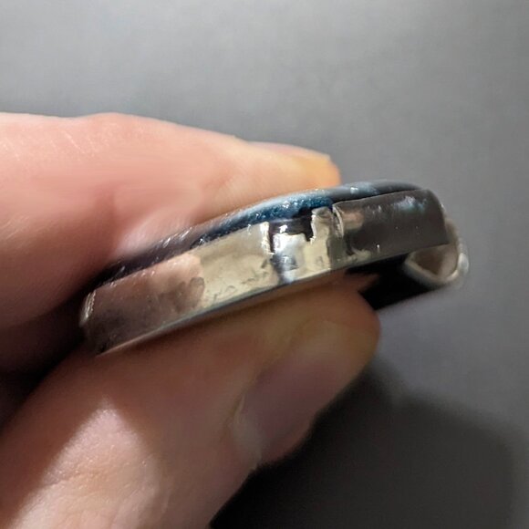 Wow Silver & Black Signed PAW PRINT Dichroic Glass Bezel Sterling Silver Pendant - Picture 5 of 5